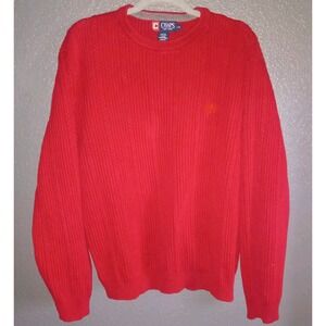 Chaps Men's Sweater Sz L‎ Large Red Cable Knit Classic Vintage Vibes